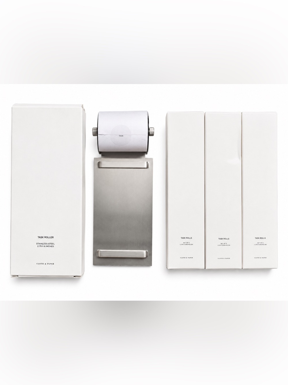 Cloth and Paper (C&P) Stainless Steel Finish Task Roll with Three(3)‎ Refills